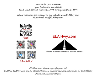 ELA teaching resources www.ELAHwy.com 