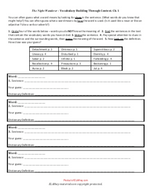 The Night Wanderer: Ch. 1 Vocabulary Activity, emphasis context clues