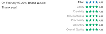 Cost of Living assessment 4/4 star feedback