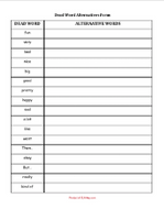 Word Choice sentence fluency lesson worksheet resource Handout reference six traits of writing resources middle school high school