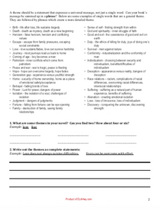 Themes: Post-Reading Handout & Worksheet