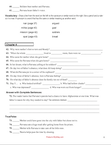 The Breadwinner by Deborah Ellis: Workbook (chapter questions & activities for the classroom) middle school novel studies with graphic organizers