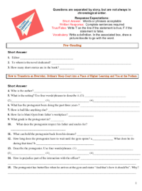 Flying Lessons & Other Stories classroom resources worksheets short stories for high school and middle school