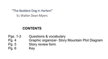 The Baddest Dog in Harlem by walter dean myers teaching resources for high school