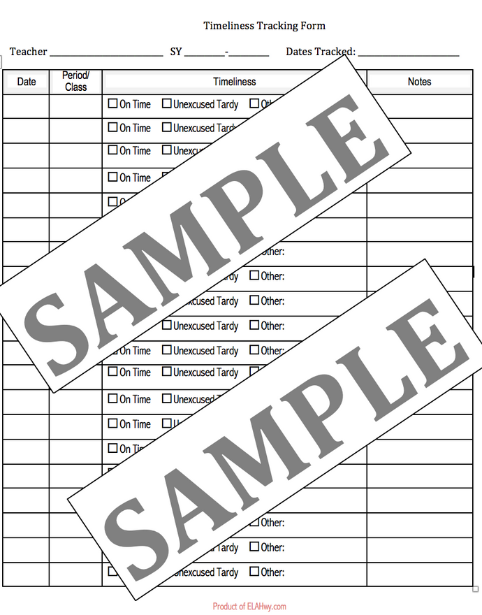 Tardy Tracking Form: Modifiable Word Document