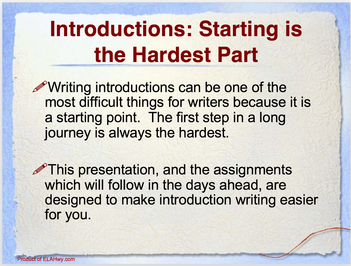 Introduction Paragraph Powerpoint Examples Introduction Paragraphs: PowerPoint Presentation – ELA Hwy