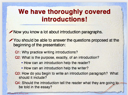 Introduction Paragraph Slide Examples Introduction Paragraphs: PowerPoint Presentation – ELA Hwy
