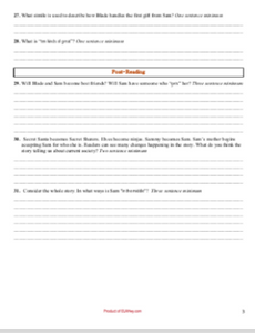 classroom resources materials chapter questions "Secret Samantha" by Tim Federle