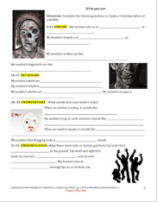 Figurative Language Zombie Worksheet figurative language simile metaphor alliteration october activities for english class middle school writing