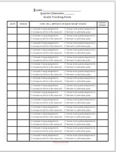 Grade Tacking Form: Self-Assessment Tool