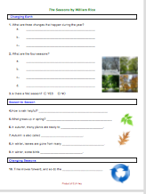 The Seasons by William Rice: Worksheets