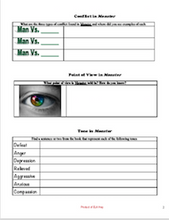 Monster by Walter Dean Myers: Literary Elements & Plot Diagram Graphic Organizer