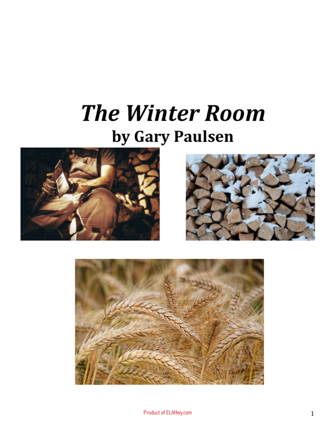 The Winter Room by Gary Paulsen Novel Test teaching resources materials assessment chapter questions worksheets