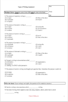 Types of Writing Test: Narrative, Expository, Descriptive, Persuasive ...