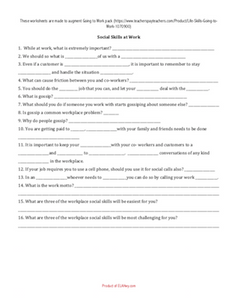 Life Skills: Going to Work Worksheets. Answer key included.