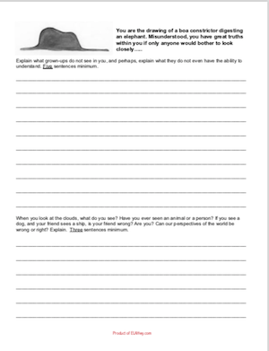 The Little Prince: Ch 1 Writing Activity, Short