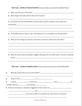 Conflict Resolution Worksheet: Made for 2 conflict TED Talks on You Tube