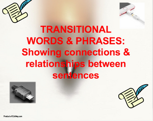 Transitions transitional words lesson middle school writing lessons high school Sentence Fluency practice worksheets english language arts six traits